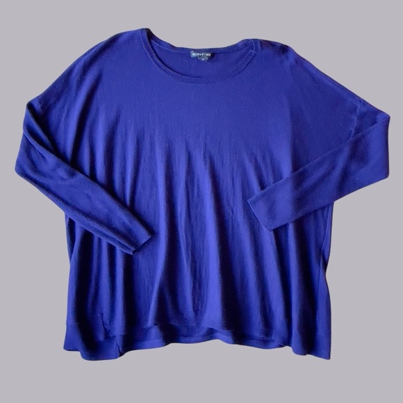 Eileen Fisher 100% merino wool lightweight blue sweater large - Picture 9 of 10